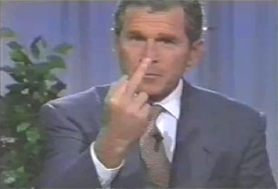 George Bush giving the finger